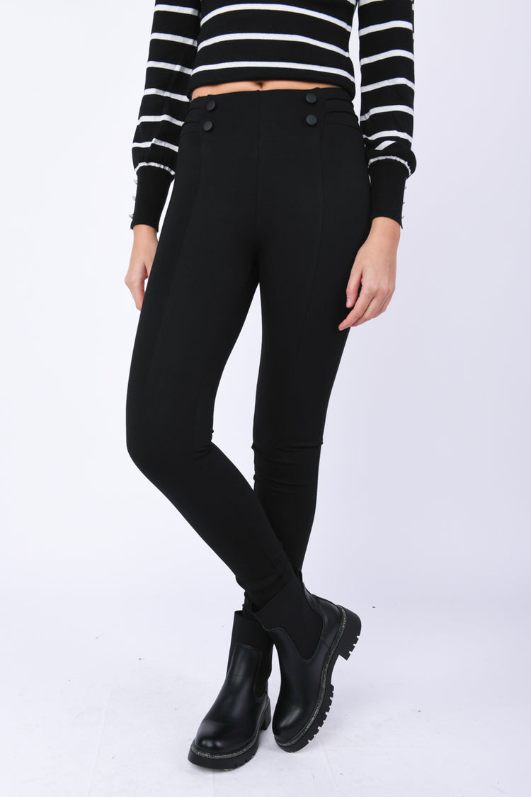 Leggings misto cotone con bottoni