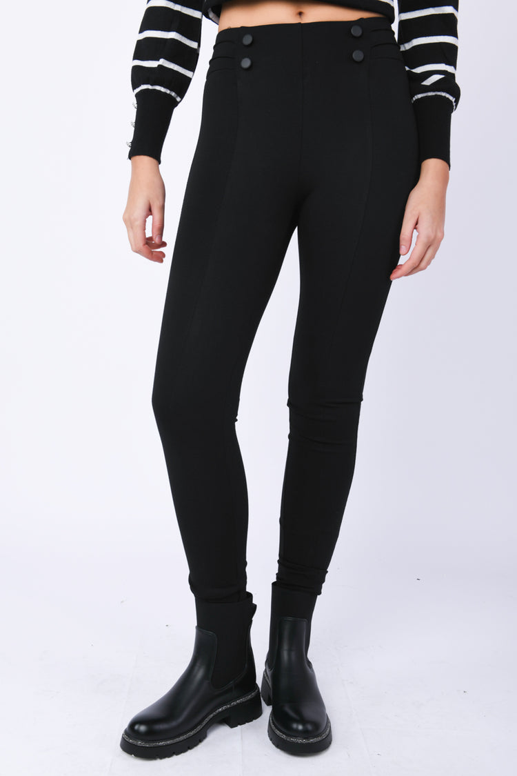 Leggings misto cotone con bottoni