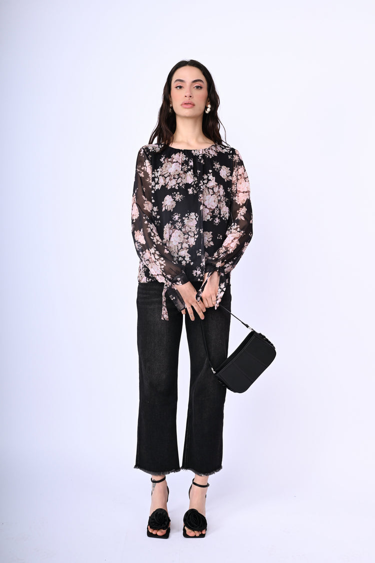 Blusa in georgette a stampa floreale