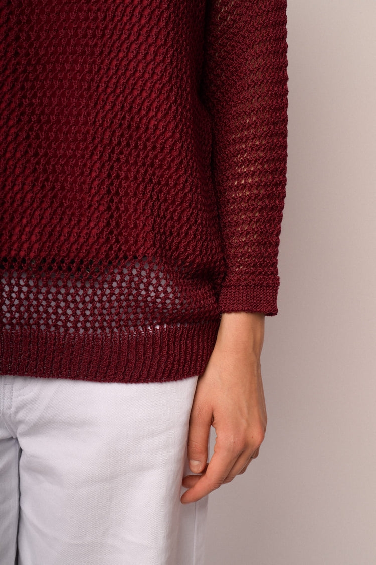 Maglia traforata bordeaux
