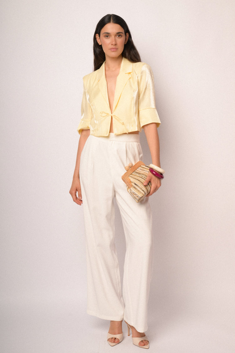 Bolero giallo con revers e laccio