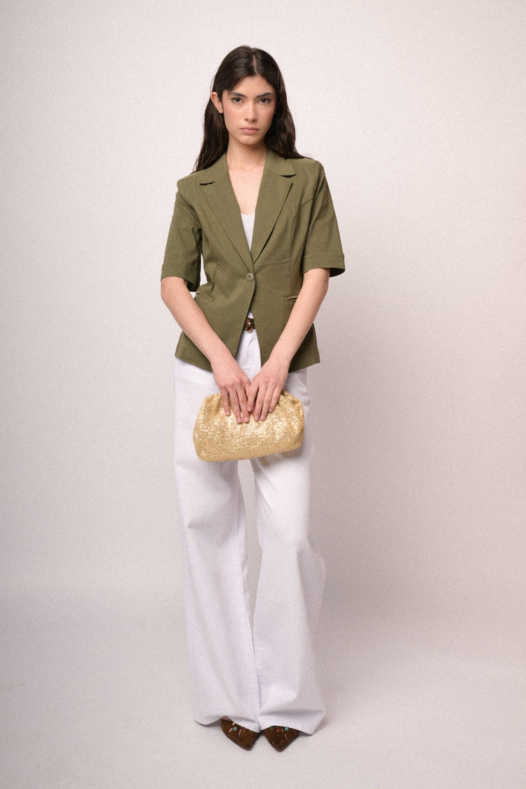 Blazer a maniche corte verde oliva