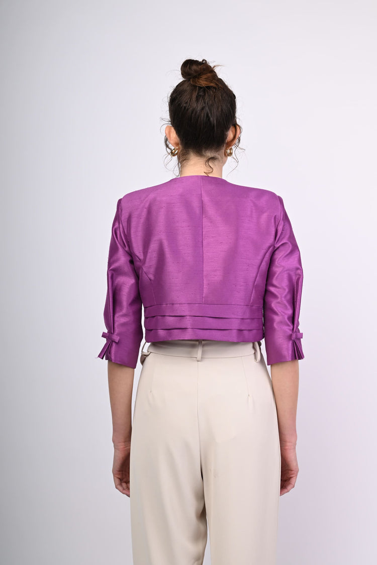 Bolero in shantung con fiocchetti