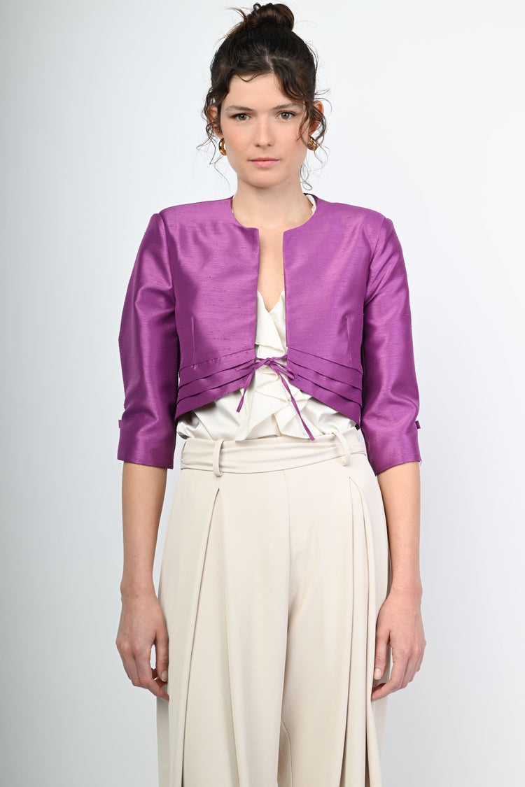 Bolero in shantung con fiocchetti