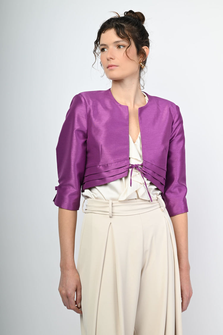 Bolero in shantung con fiocchetti