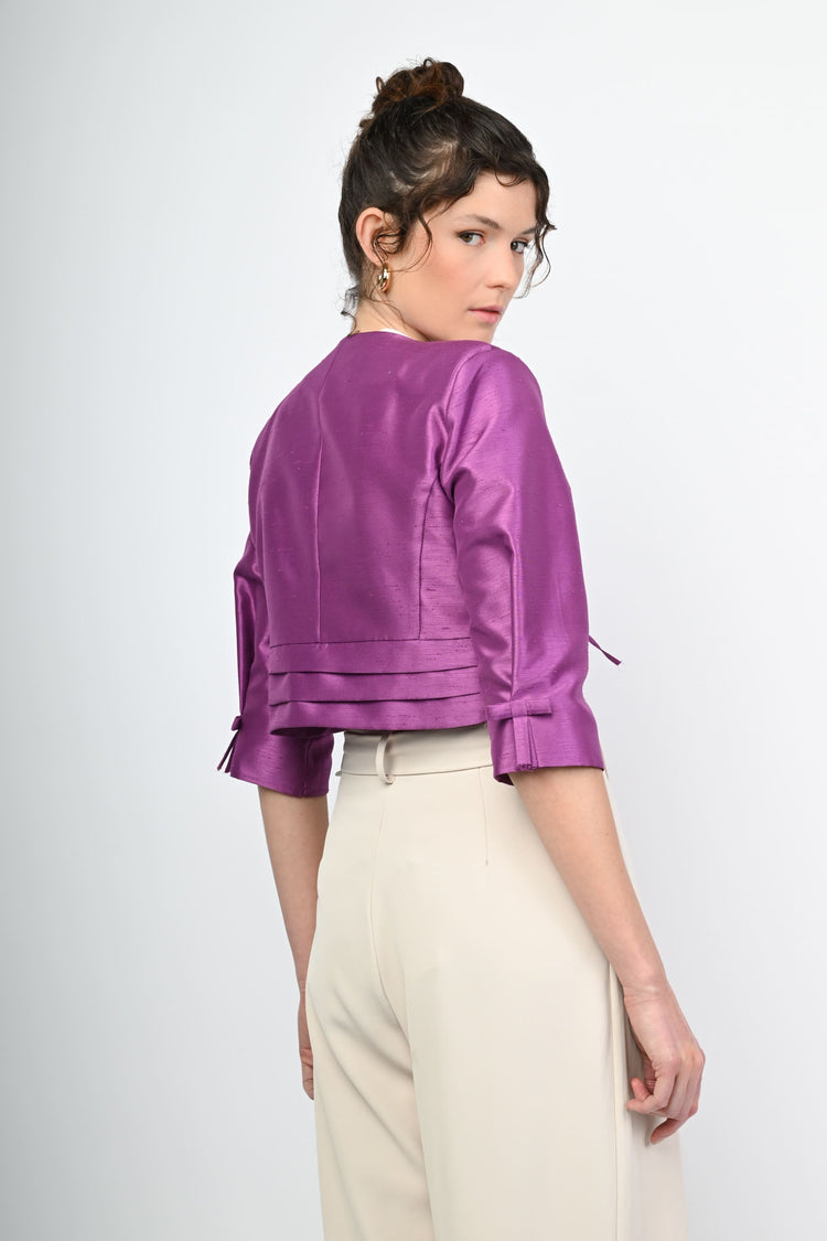 Bolero in shantung con fiocchetti