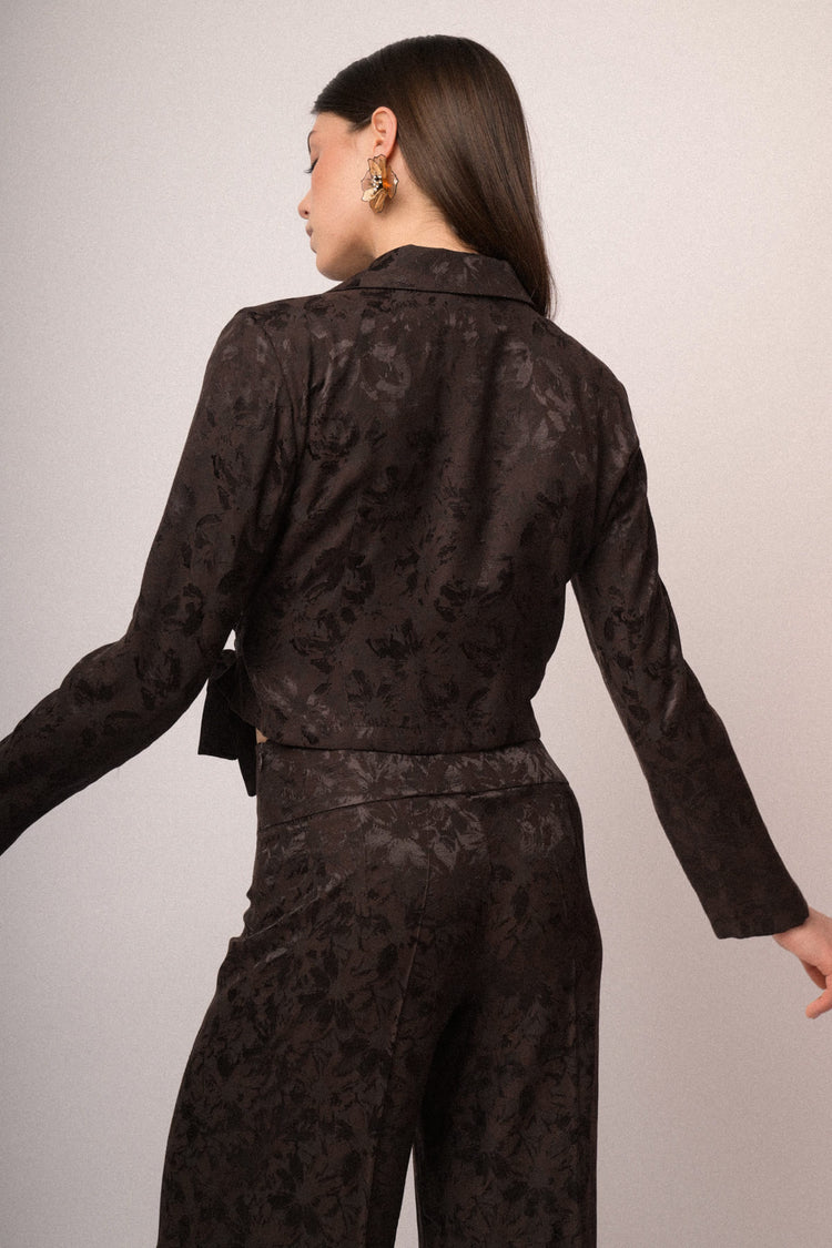 Giacca crop a portafoglio in jacquard