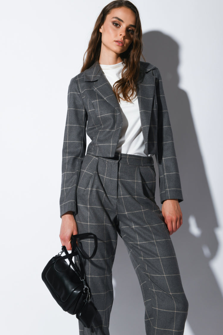 Blazer crop a motivo check