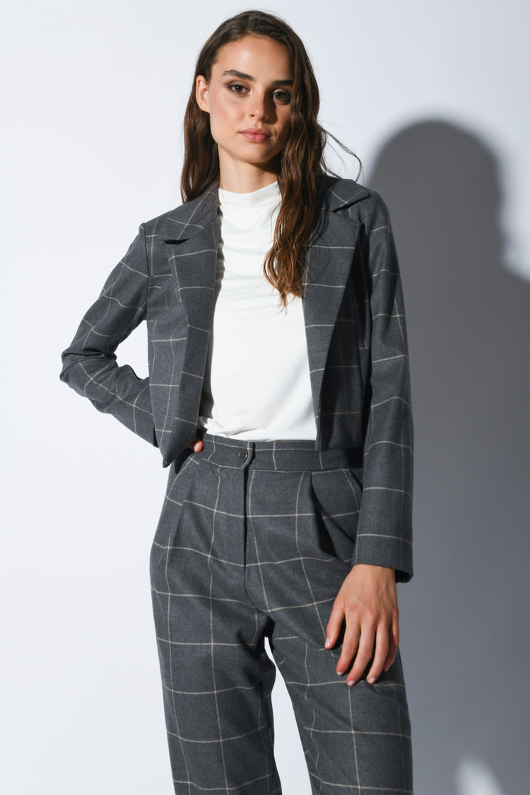 Blazer crop a motivo check