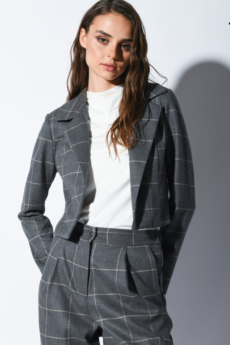 Blazer crop a motivo check