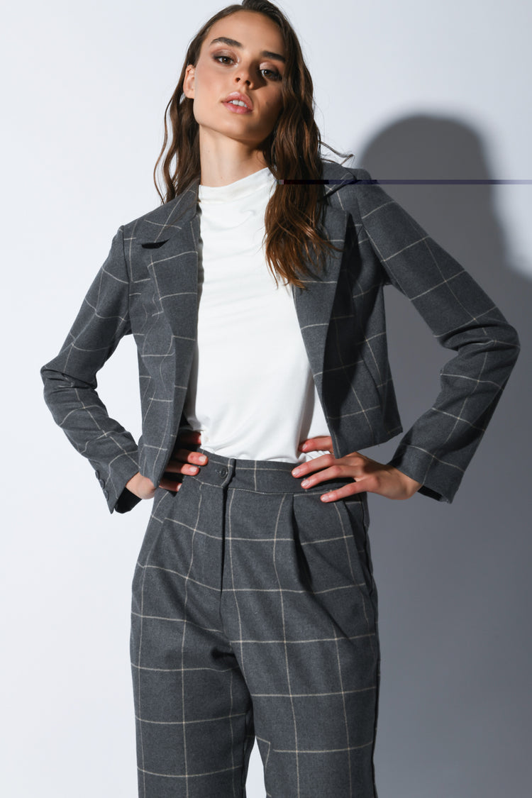 Blazer crop a motivo check