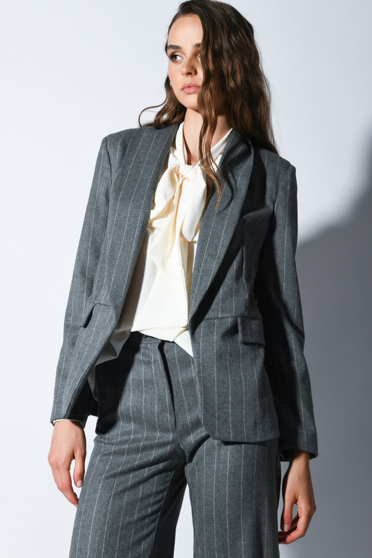 Blazer misto viscosa gessato