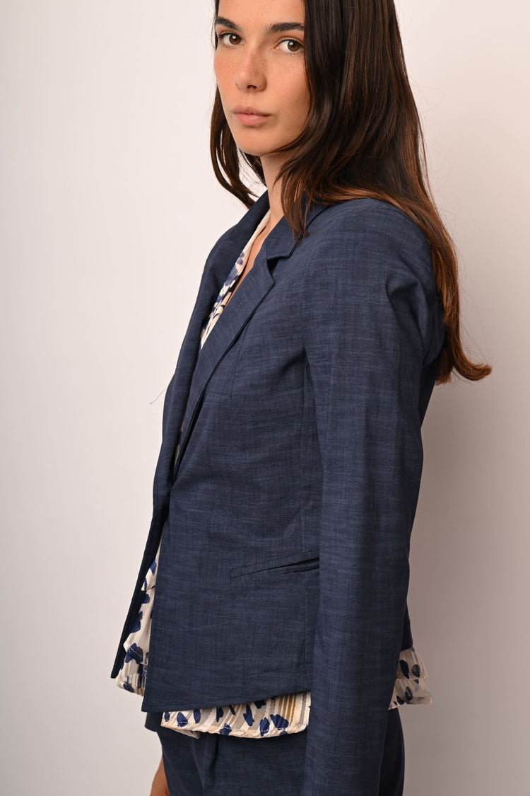 Blazer monopetto effetto denim