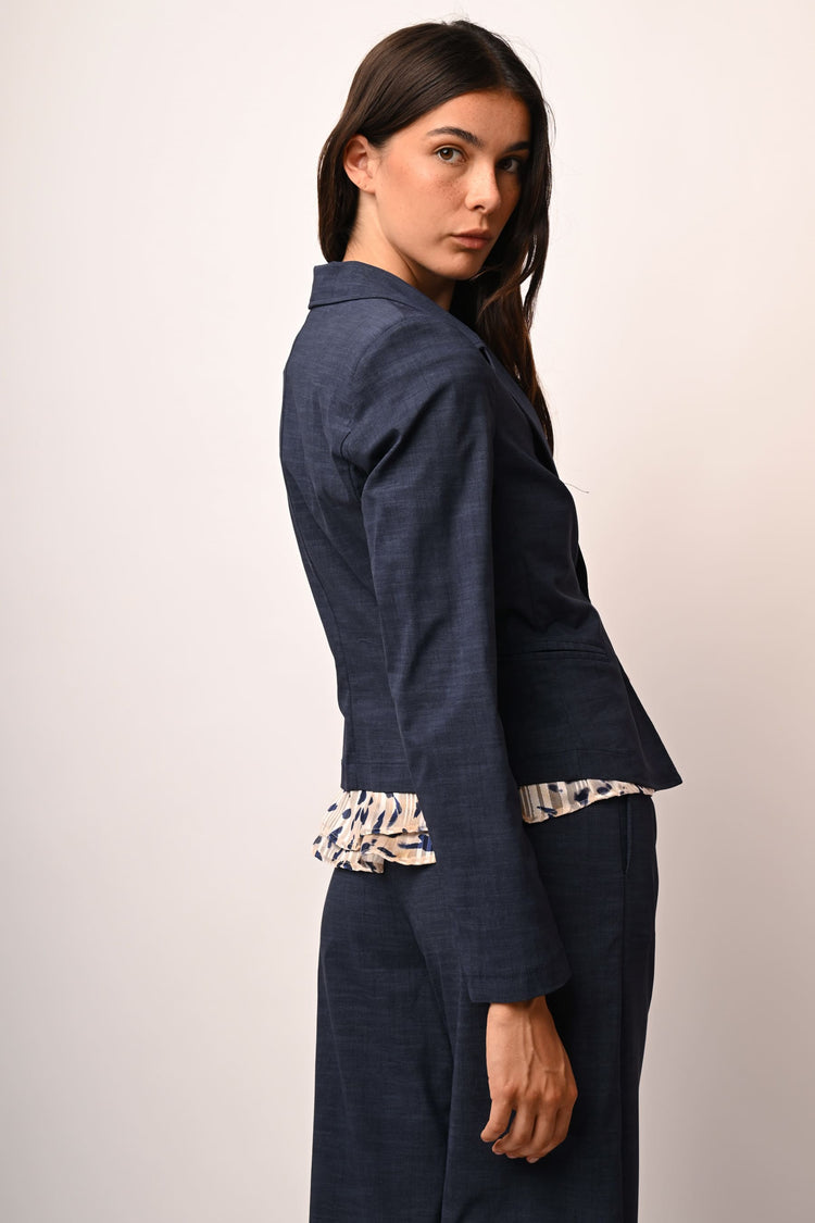 Blazer monopetto effetto denim