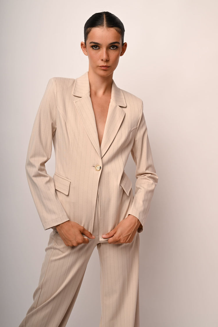 Blazer monopetto gessato glitter