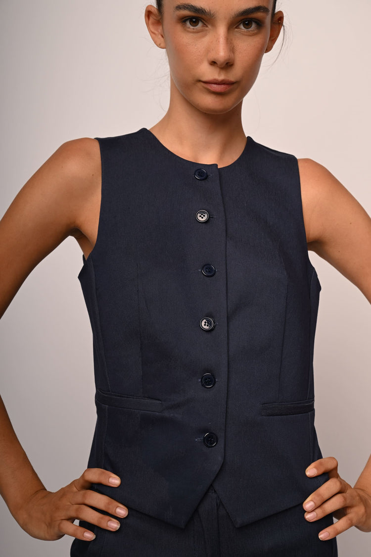 Gilet girocollo misto viscosa