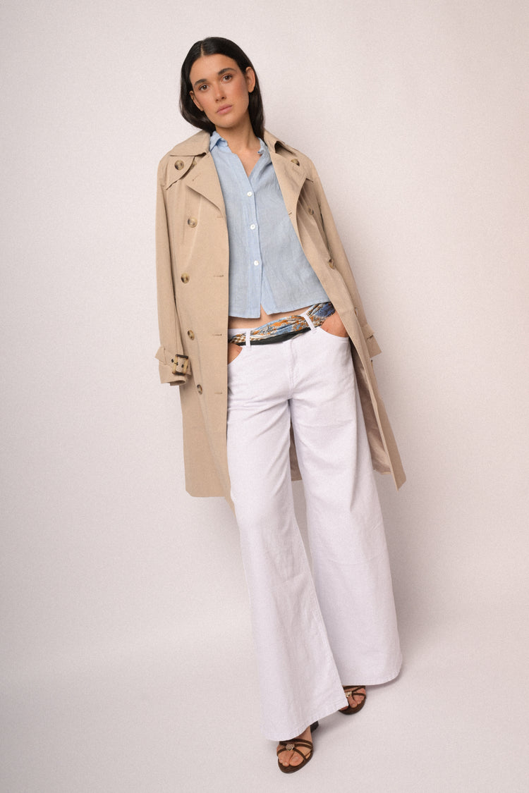 Trench lungo doppiopetto beige