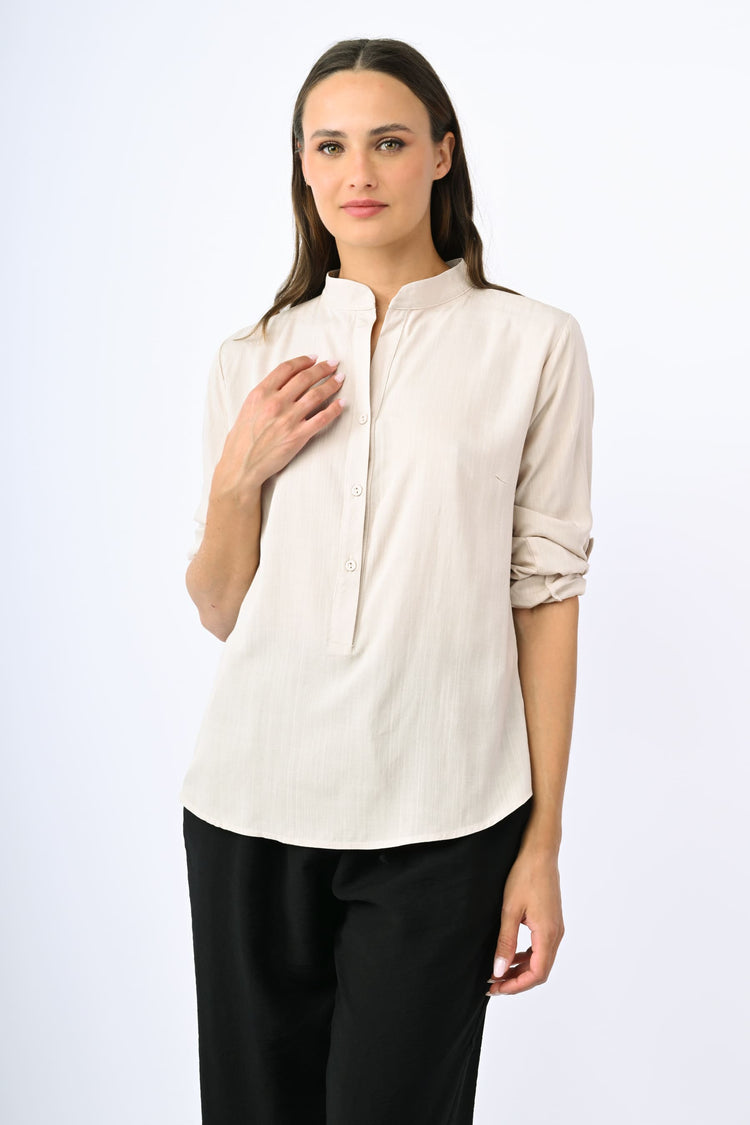 Camicia con collo alla coreana