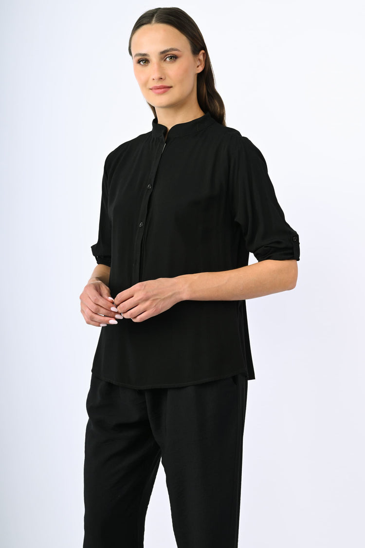 Camicia con collo alla coreana