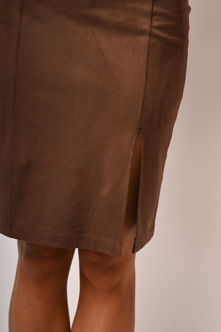 Gonna a tubino in faux suede