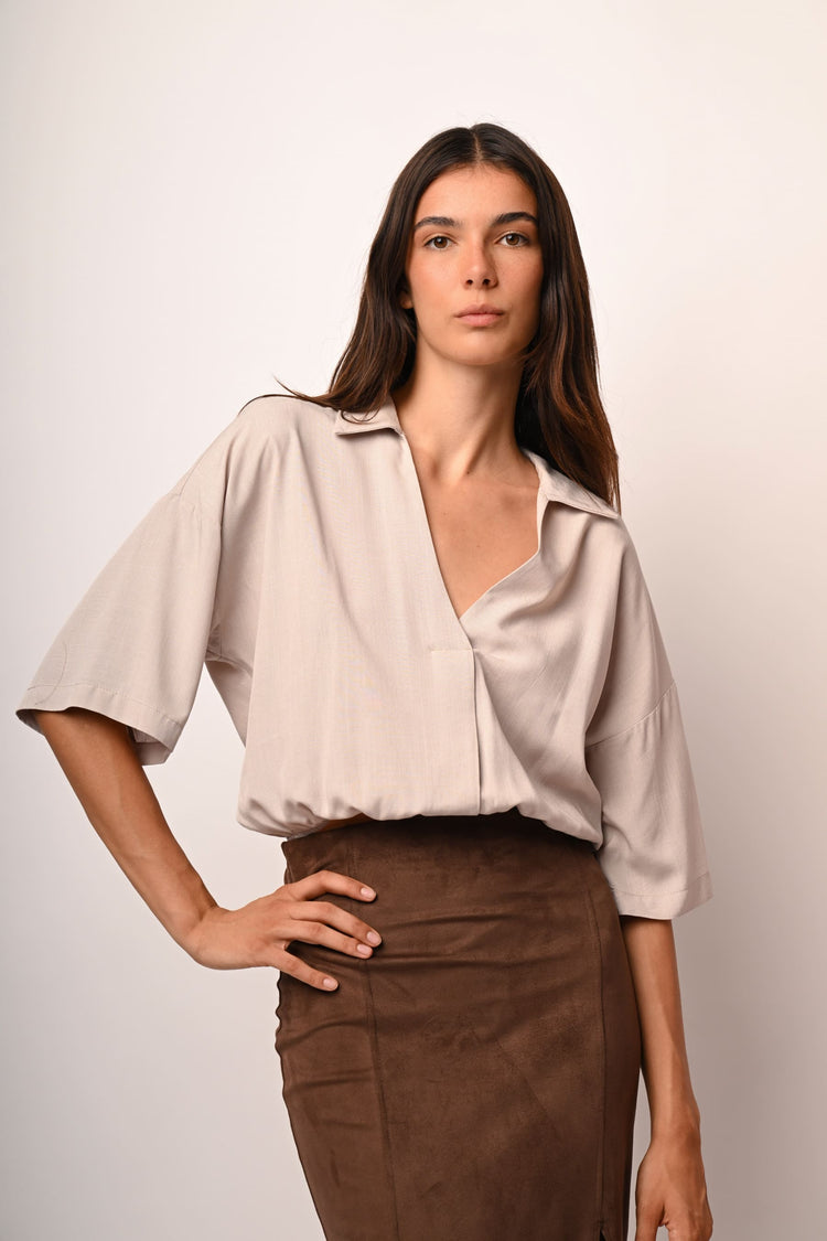 Camicia crop a palloncino