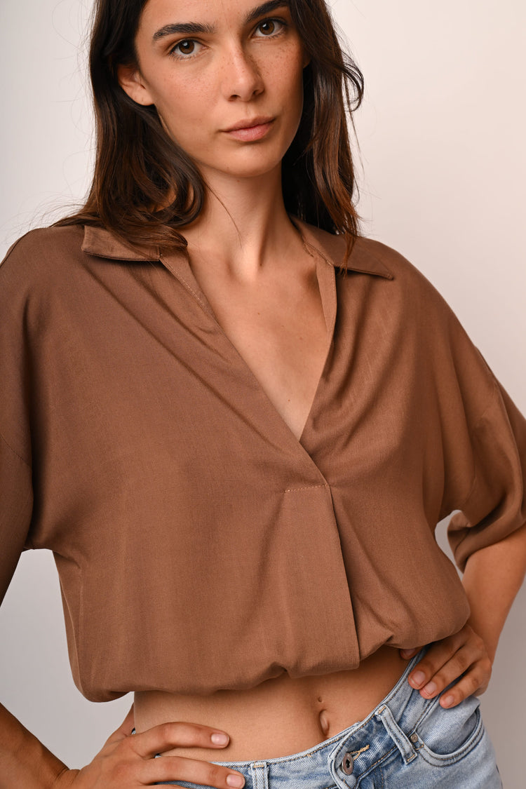 Camicia crop a palloncino