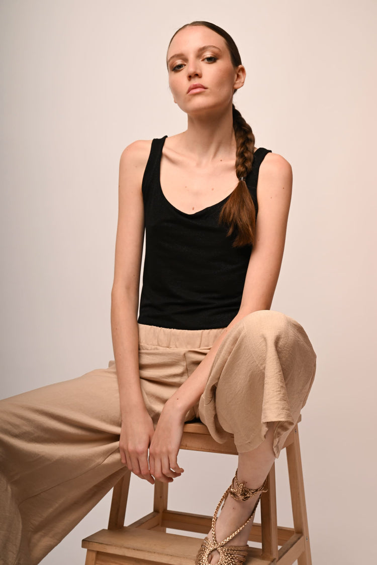 Pantaloni crop misto viscosa