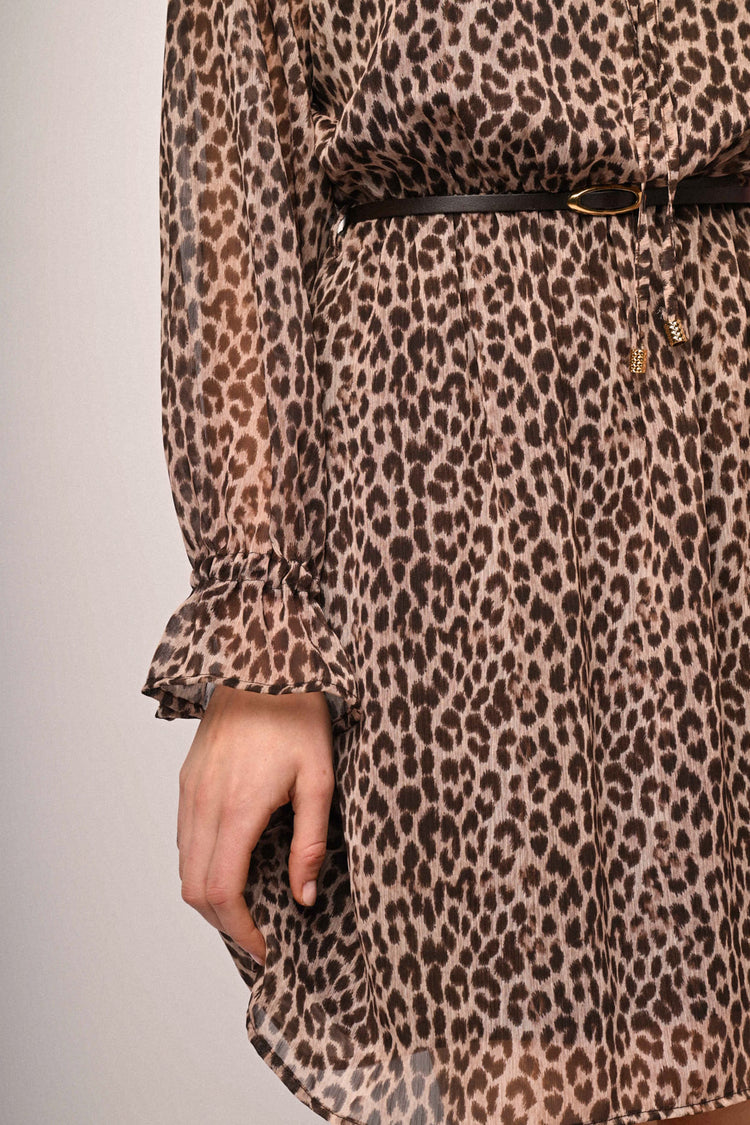 Mini abito a stampa animalier con cintura