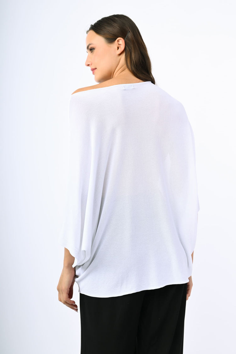 Top in maglia con maniche a pipistrello