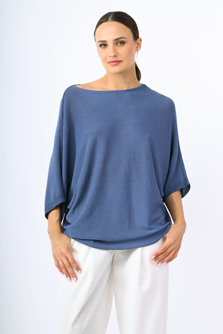 Top in maglia con maniche a pipistrello