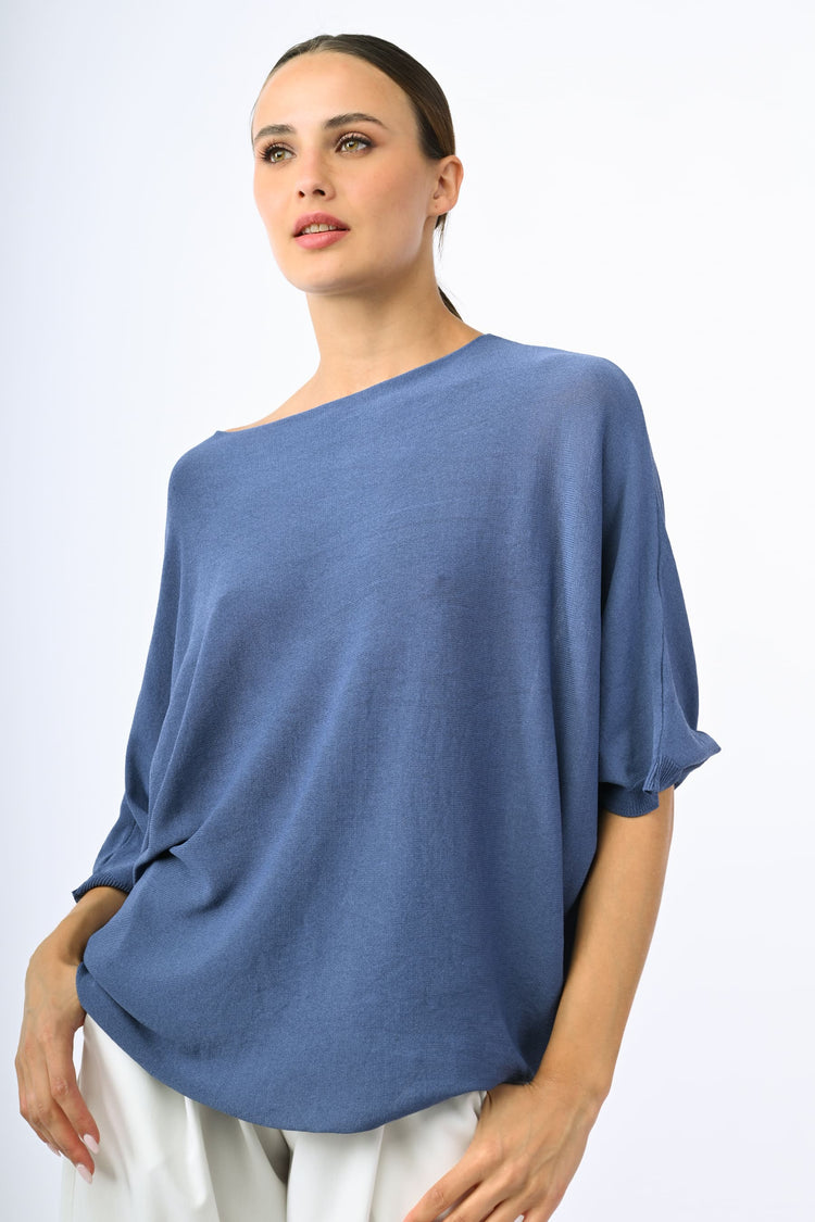 Top in maglia con maniche a pipistrello