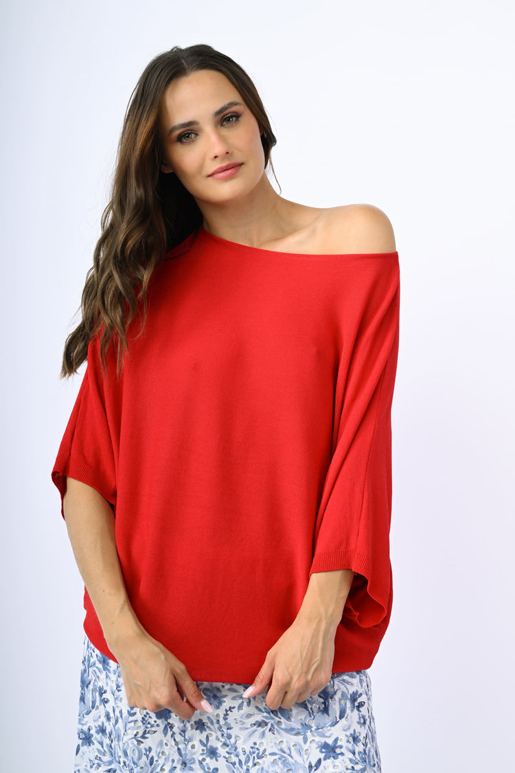 Top in maglia con maniche a pipistrello