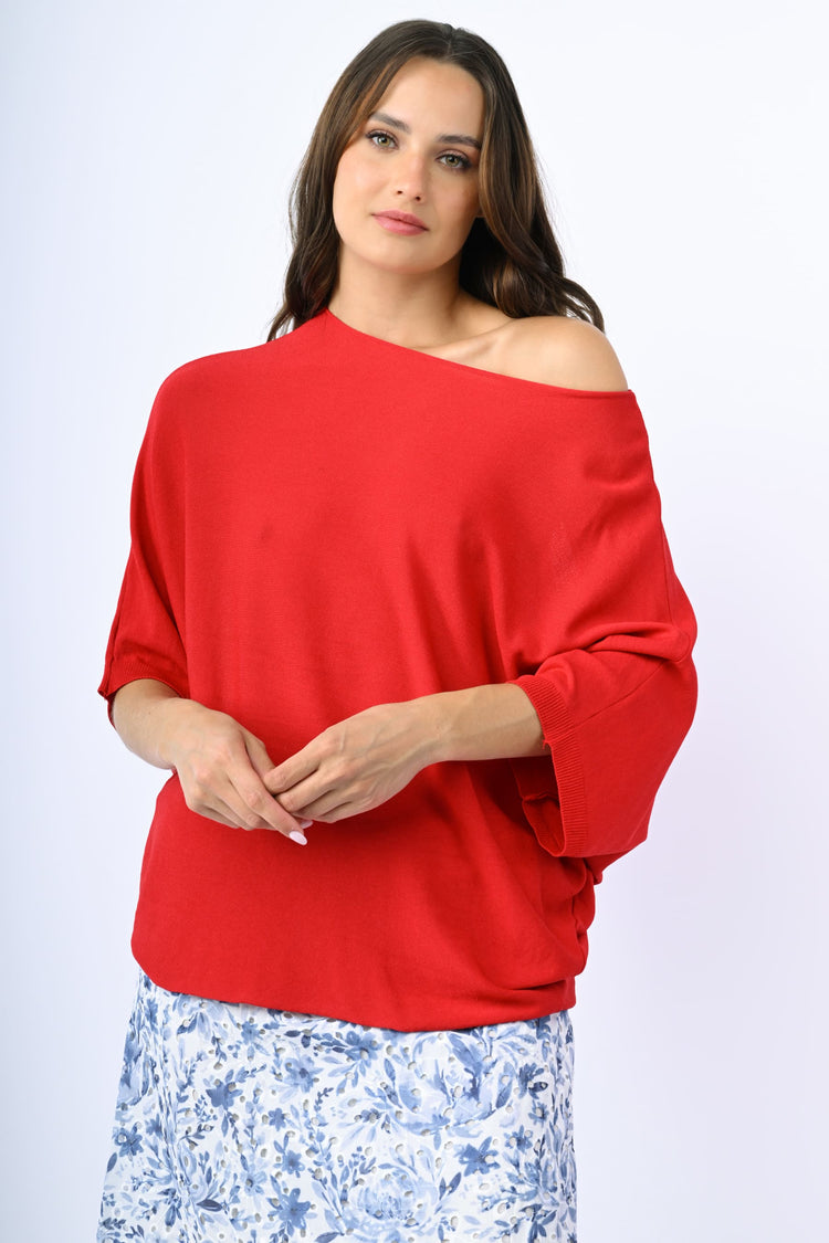 Top in maglia con maniche a pipistrello