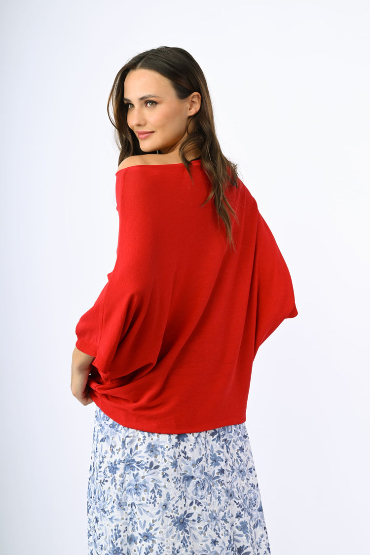 Top in maglia con maniche a pipistrello