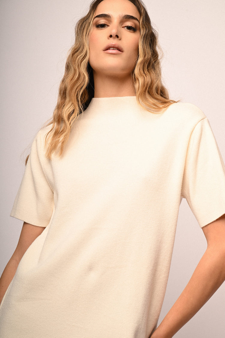 Abito in maglia con collo a lupetto