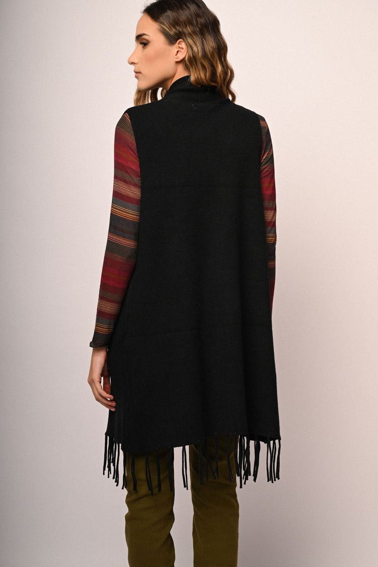 Gilet lungo con frange