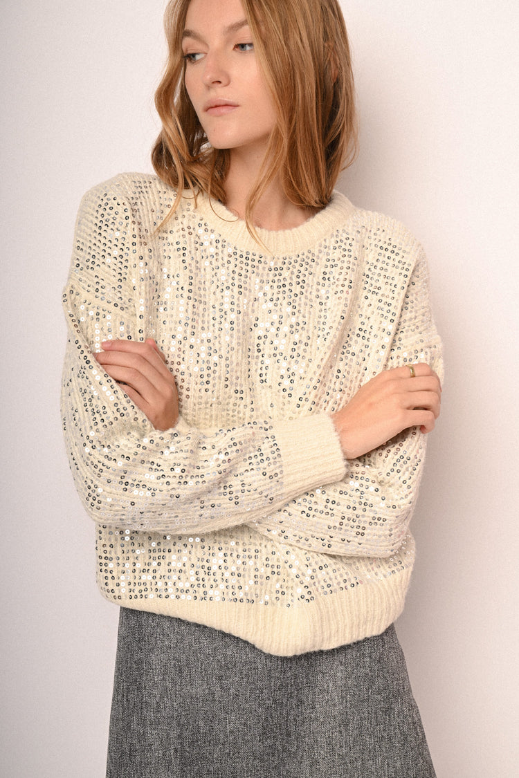 Pull con decorazione paillettes