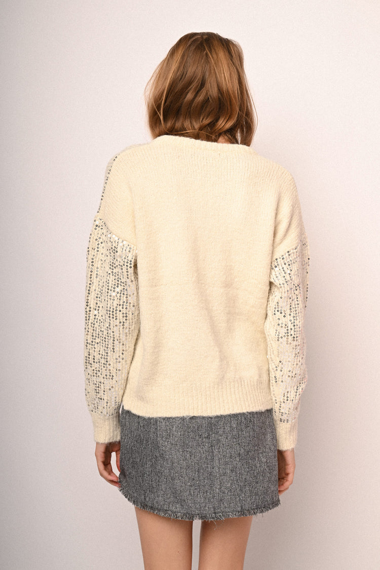Pull con decorazione paillettes