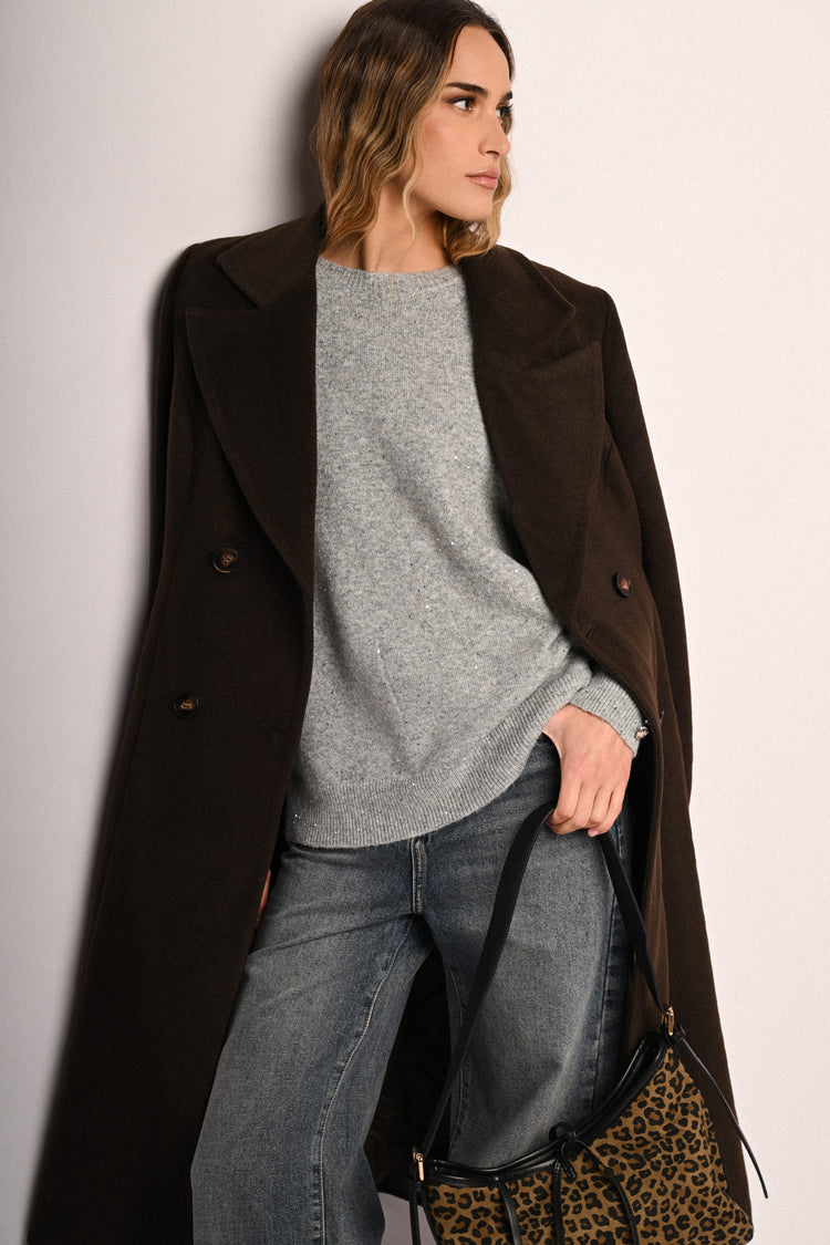 Pull con bottoni a cuore e strass