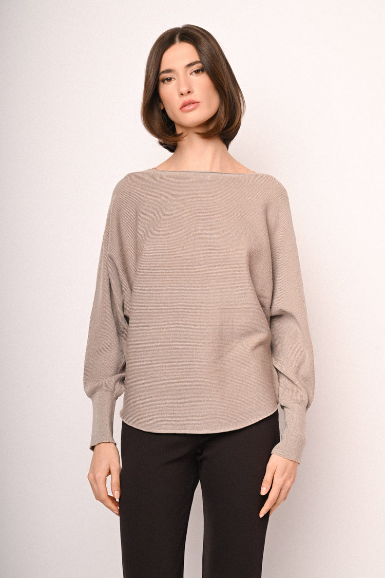 Pull in maglia lurex con maniche a pipistrello