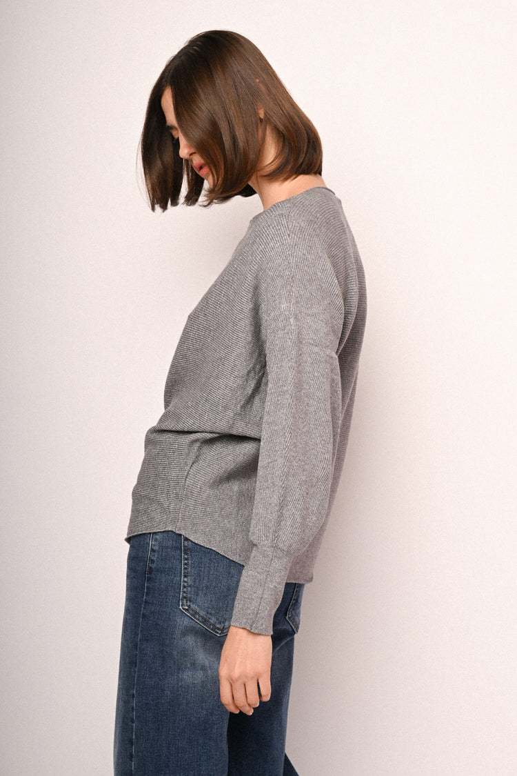 Pull in maglia lurex con maniche a pipistrello