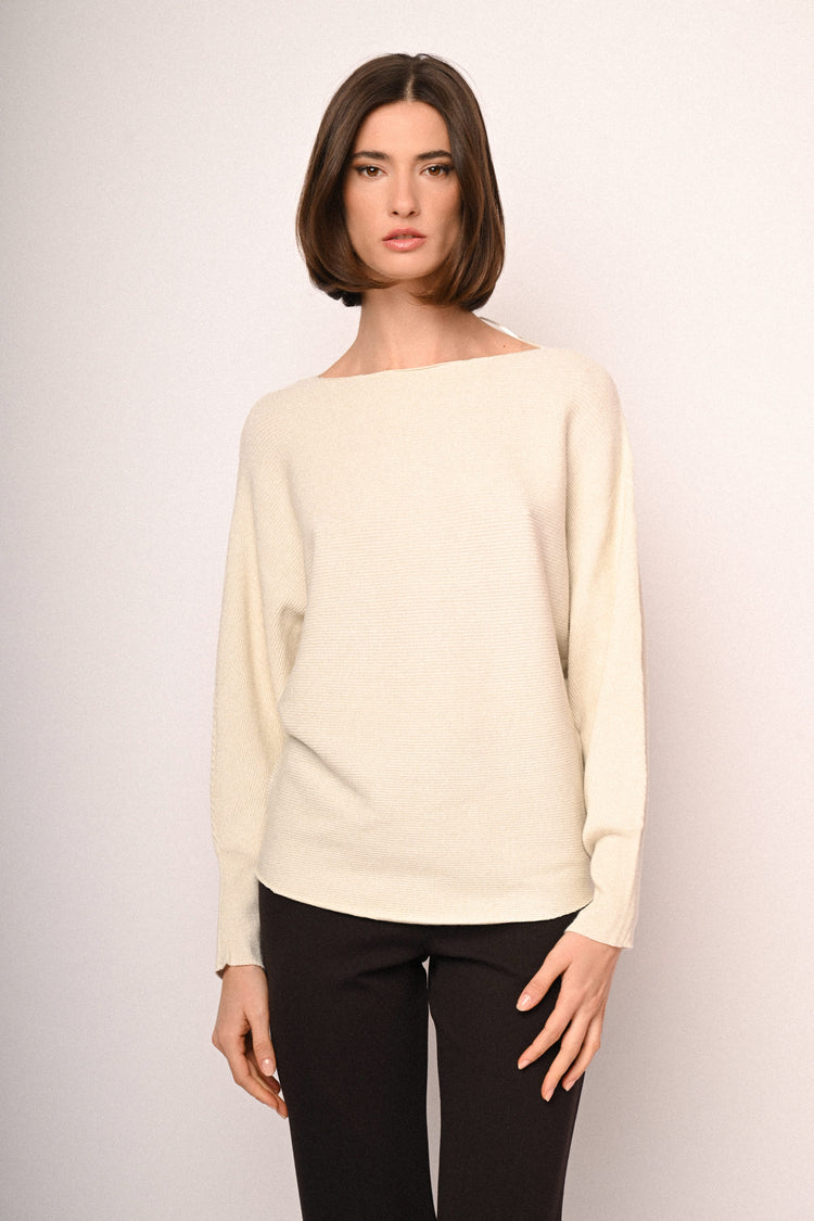 Pull in maglia lurex con maniche a pipistrello