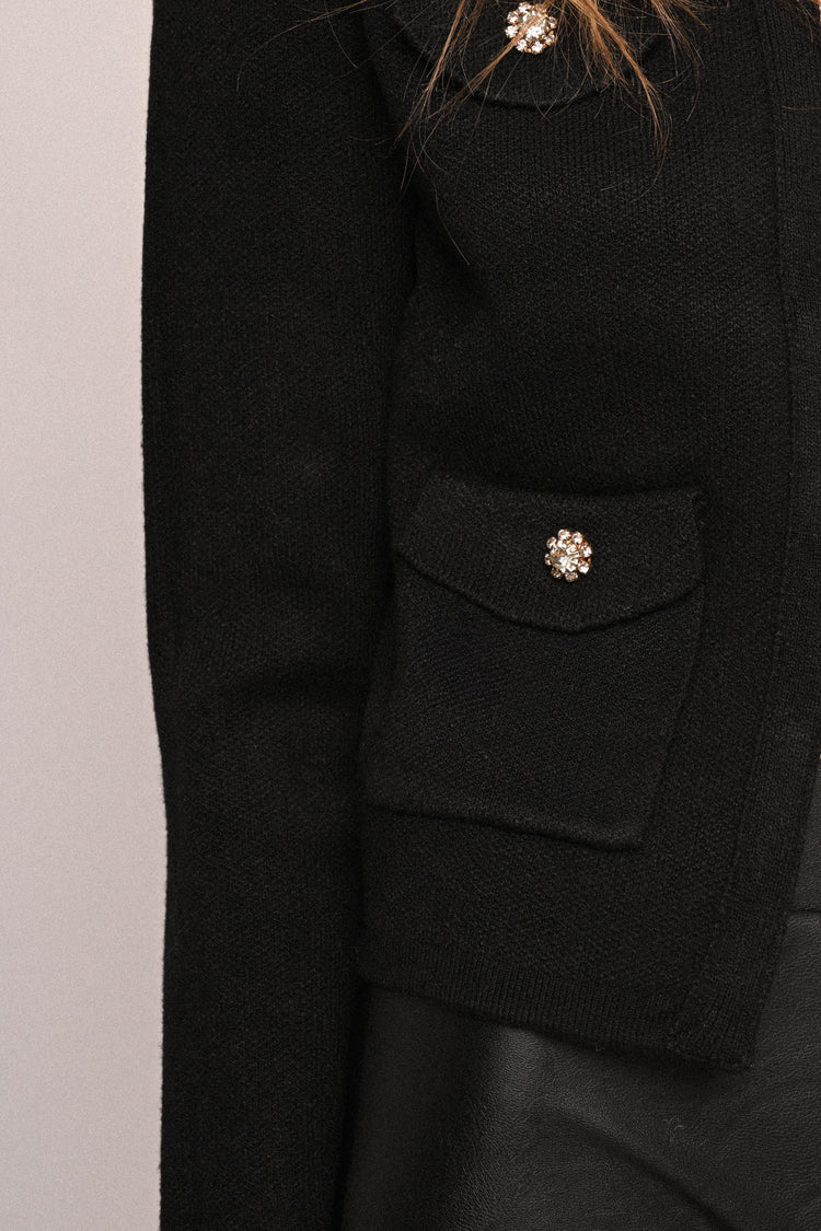 Cadigan con tasche e bottoni gioiello