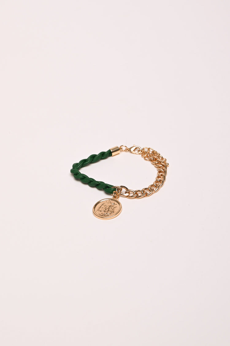 Bracciale in similpelle e metallo con pendente
