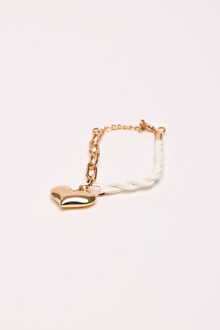 Bracciale catena e tessuto cuore