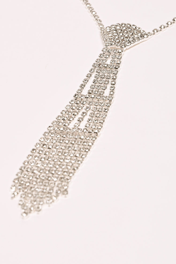 Collana a cravatta con strass