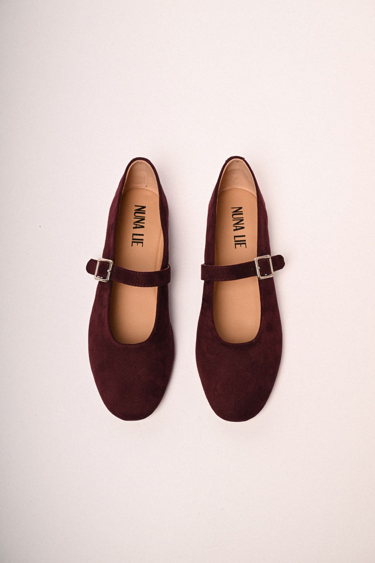 Ballerine in velour con cinturino