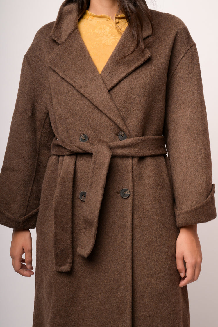 Cappotto lungo doppio petto misto lana