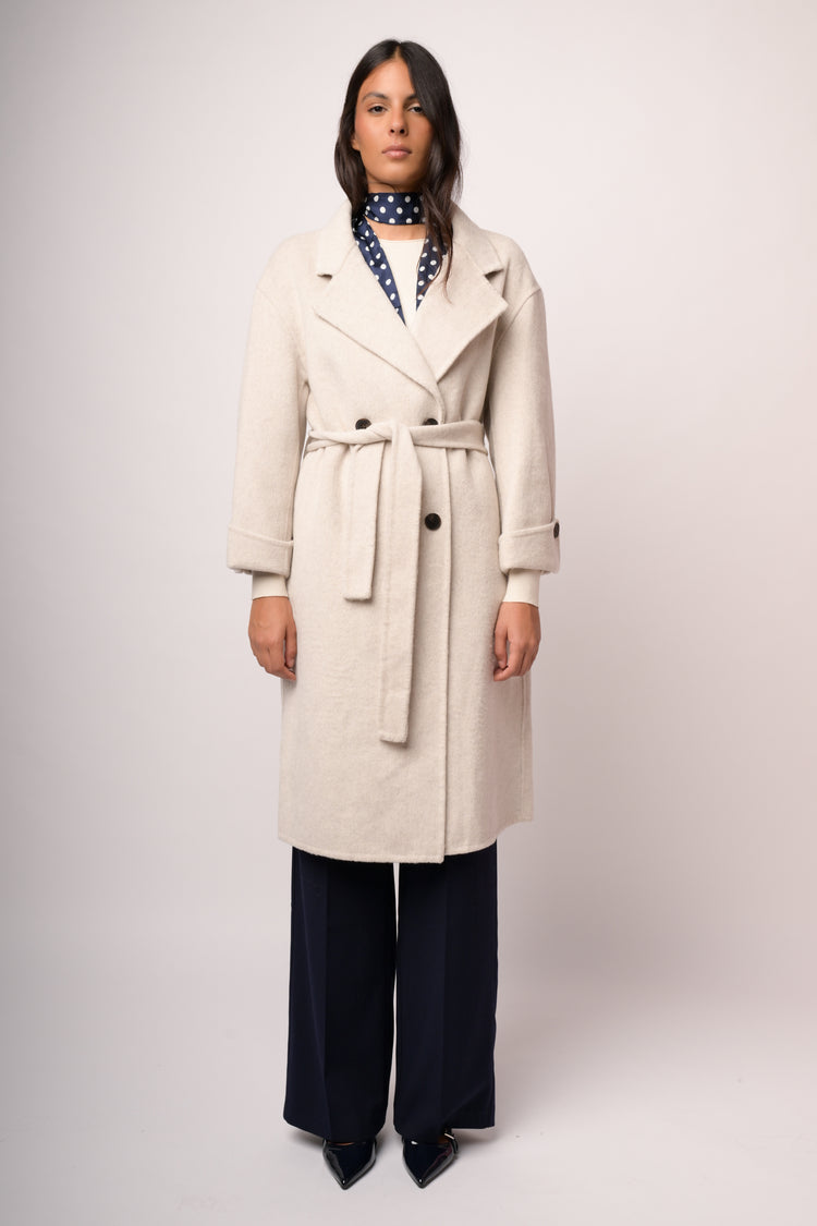 Cappotto lungo doppio petto misto lana