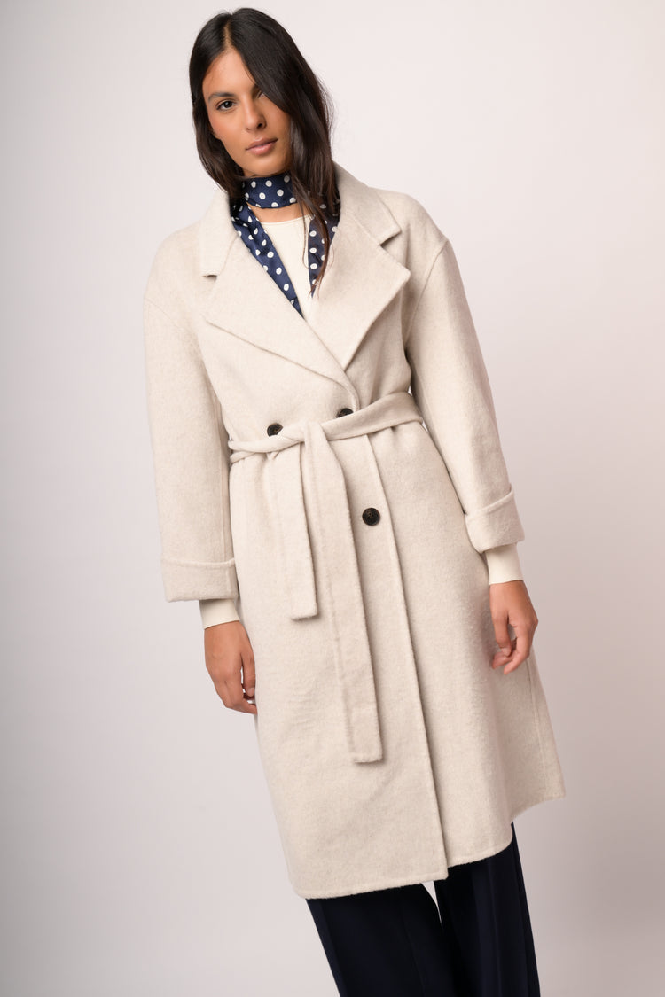 Cappotto lungo doppio petto misto lana